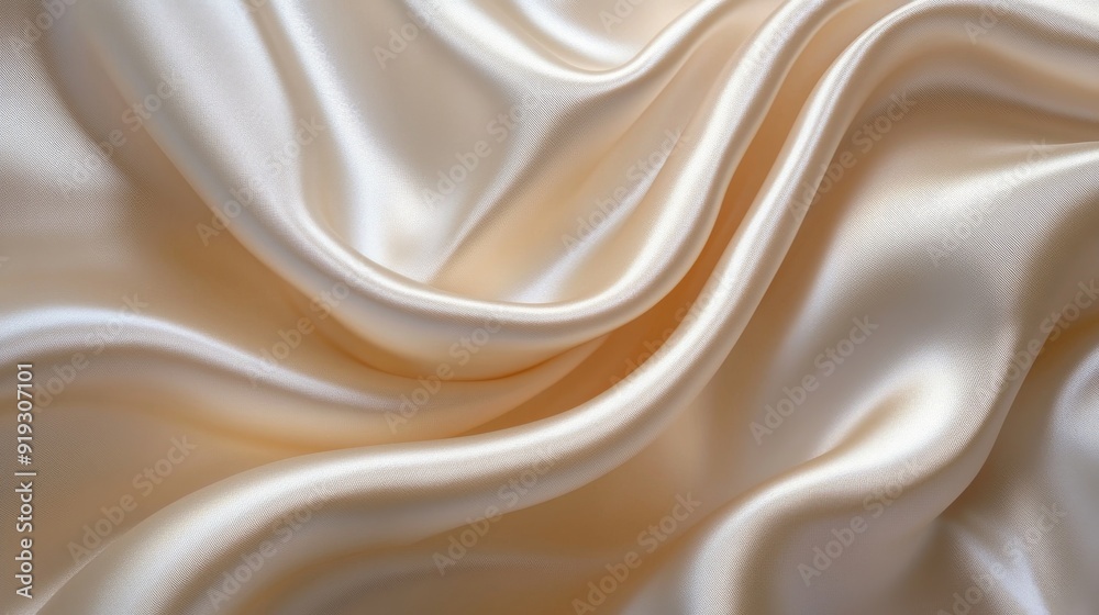 Smooth, Draped, Light Beige Satin Fabric Texture Smooth, Draped, Light Beige Satin Fabric Texture