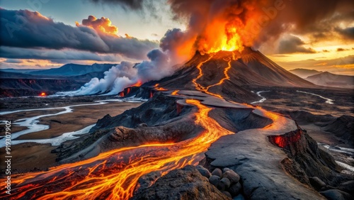 Lava Flows on active volcano