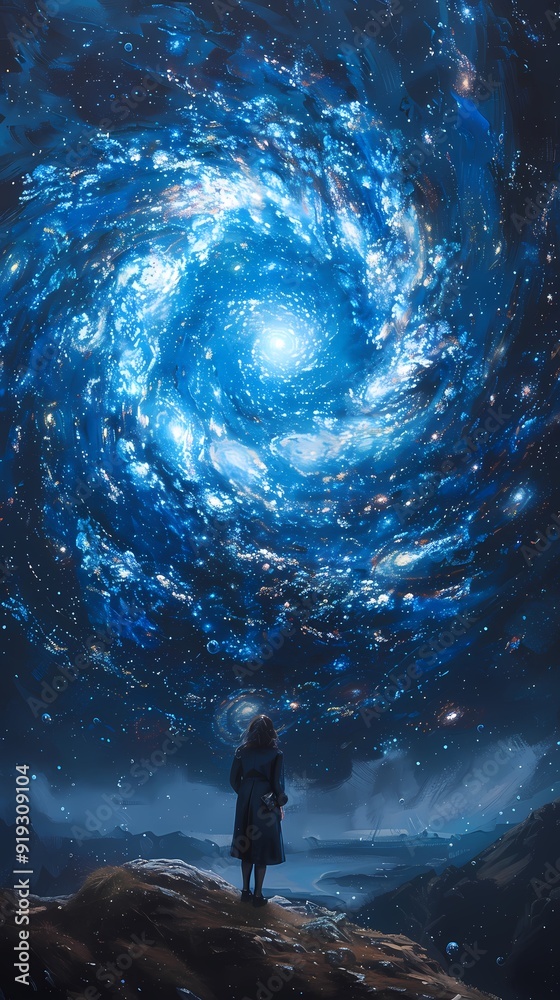 Obraz premium Digital vast starry sky illustration abstract poster background