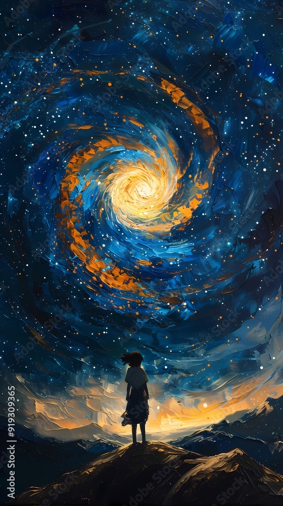 Obraz premium Digital vast starry sky illustration abstract poster background