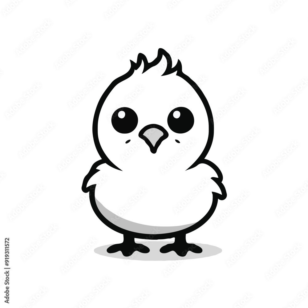 very simple chick drawing, icon style, vector style, black and white, white background very simple chick drawing, icon style, vector style, black and white, white background