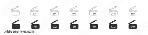 PAO icon. Period after opening symbol set isolated. Vector illustration for cosmetic design