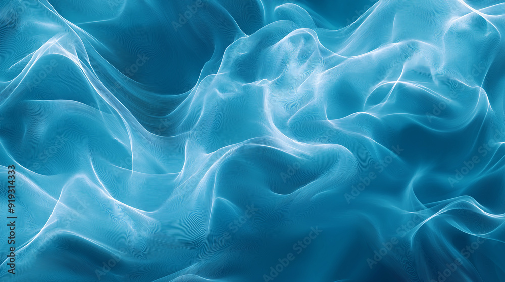 Obraz premium Pastel Blue Squiggles on Pastel Background - Generative Digital Art