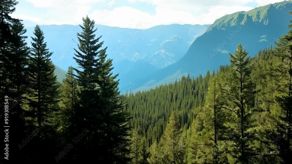 Sunlit Splendor: Rays of Light Through Spruce Trees in a Mountain Forest Sunlit Splendor: Rays of Light Through Spruce Trees in a Mountain Forest