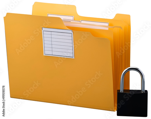 File folder with padlock, privacy and security concept.
