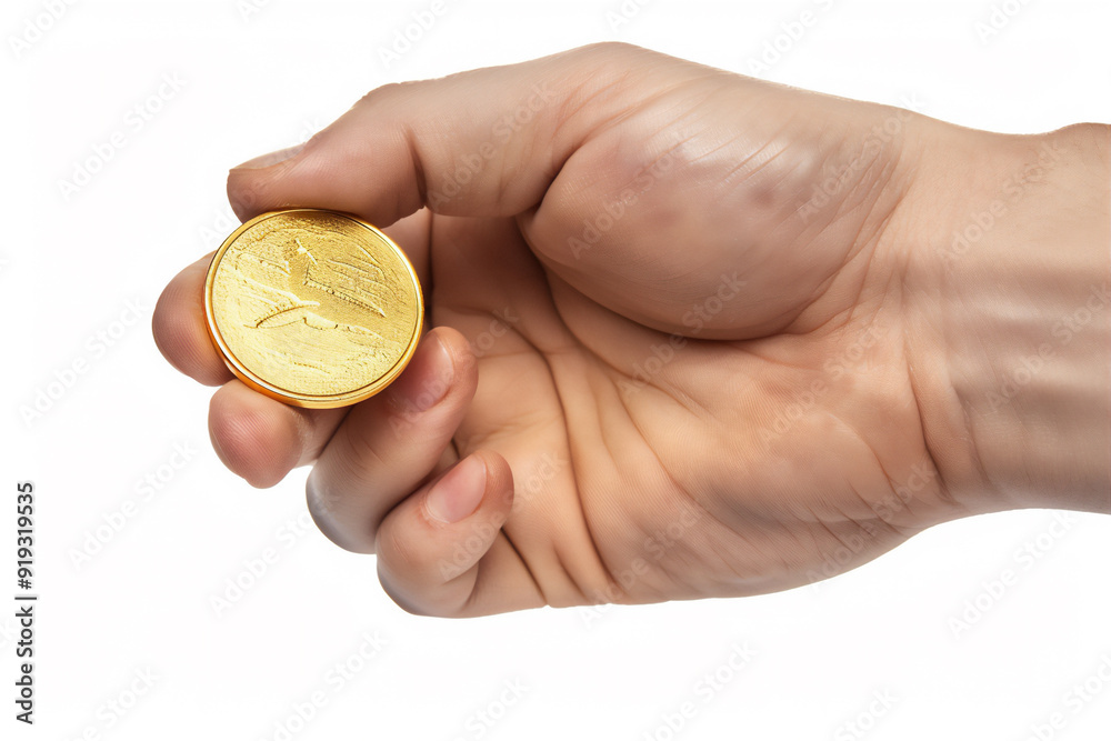 hand holding a gold medal isolated on white background, version 4 hand holding a gold medal isolated on white background, version 4