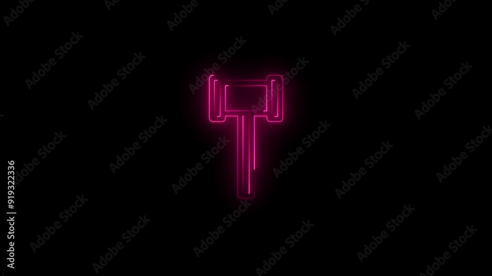 Glowing neon line hammer outline icon illustration isolated icon sign symbol Glowing neon line hammer outline icon illustration isolated icon sign symbol