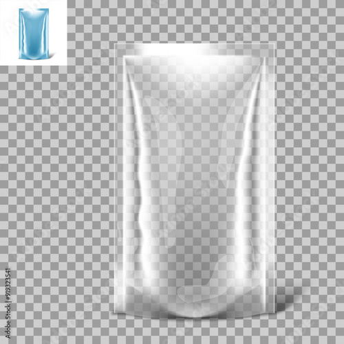 3D Transparent Pouch Bag Mockup Front View