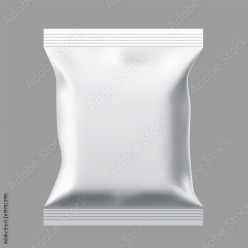White Blank Plastic Metallic Foil Bag Mockup