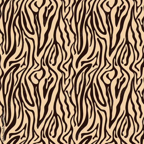 Zebra skin vector seamless pattern. Abstract decorative animal stripes repeat pattern background, wallpaper.