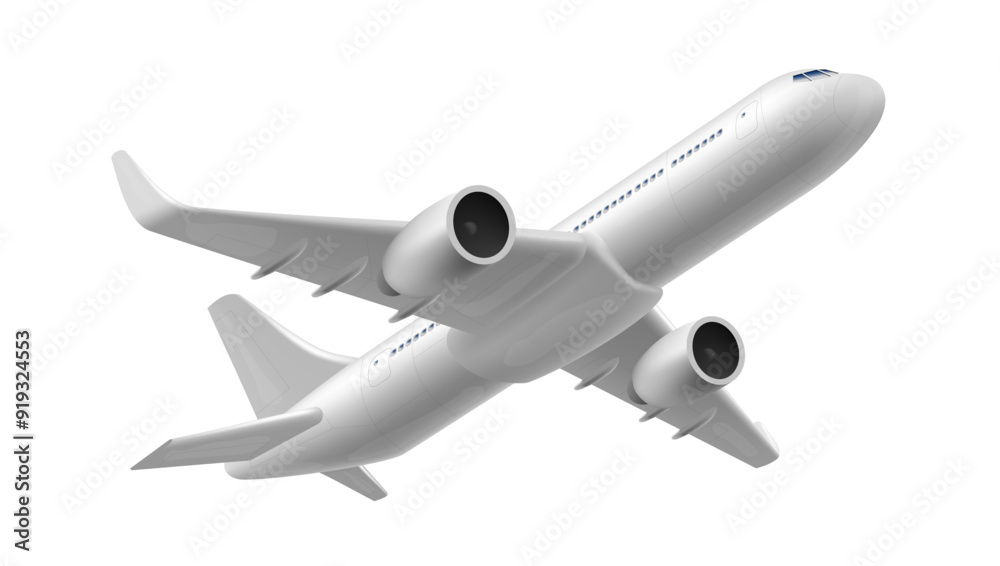 3D White Glossy Commercial Jet Airplane Take Off 3D White Glossy Commercial Jet Airplane Take Off