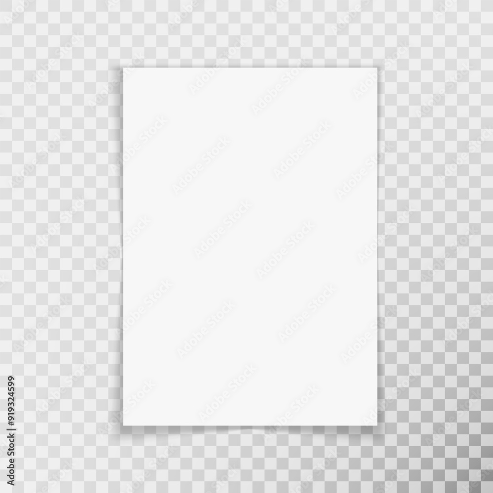 White Blank Paper Page With Shadow On Transparent White Blank Paper Page With Shadow On Transparent