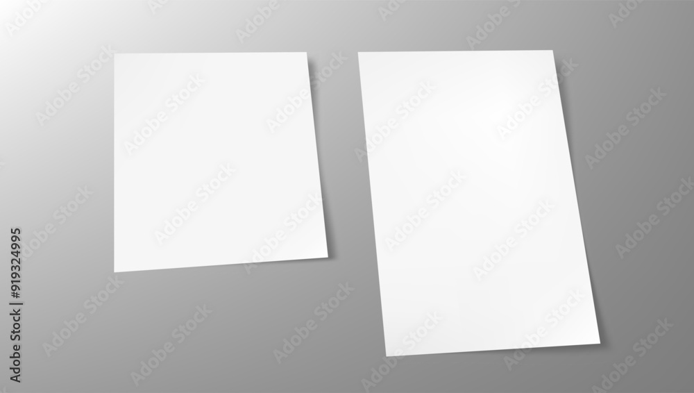Two Clear Flyers Sheets On Gray Table Background Two Clear Flyers Sheets On Gray Table Background