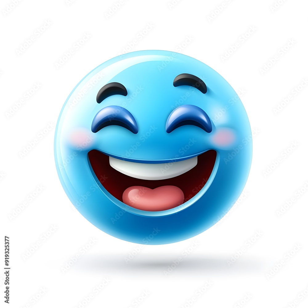 vector illustration of happy blue emoji, against white background. vector illustration of happy blue emoji, against white background.