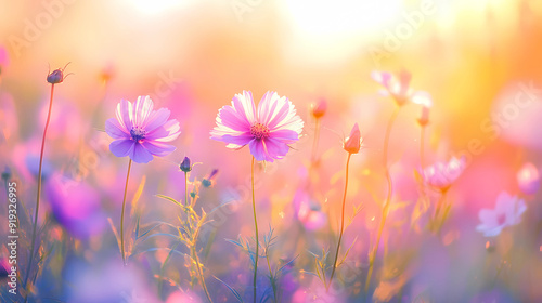 Sunlit Cosmos: A Close-Up of a Vibrant Meadow Bloom