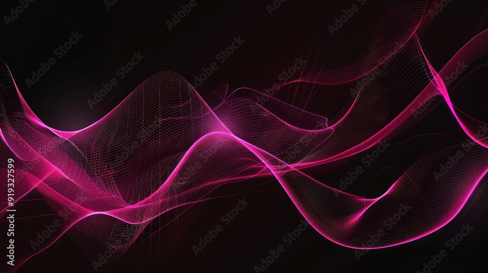 Abstract Pink Waves on Black Background Abstract Pink Waves on Black Background