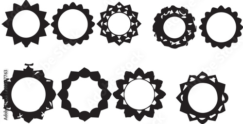 Minimalist Circle Frame Black Silhouette Vector Collection