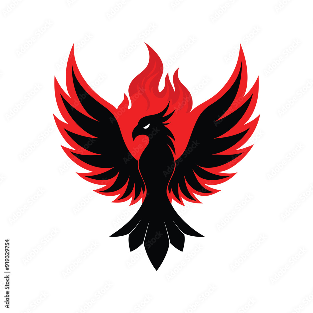 Fototapeta premium colorful phoenix, eagle with fire wings 