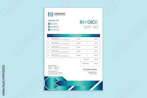 Invoice design with creative shape