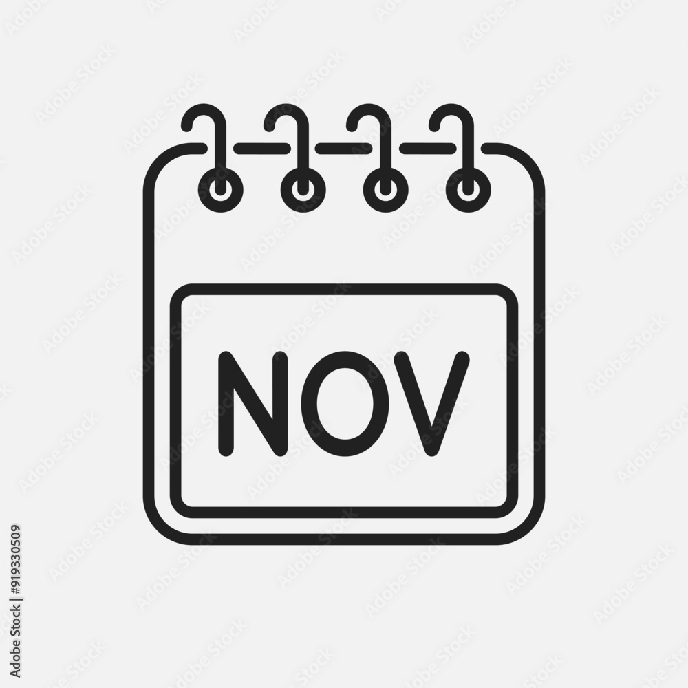 Vector template icon page calendar, month November Vector template icon page calendar, month November