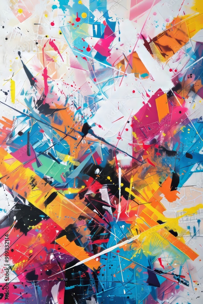 Naklejka premium Abstract wallpaper featuring bold, geometric shapes in contrasting colors, ideal for a modern