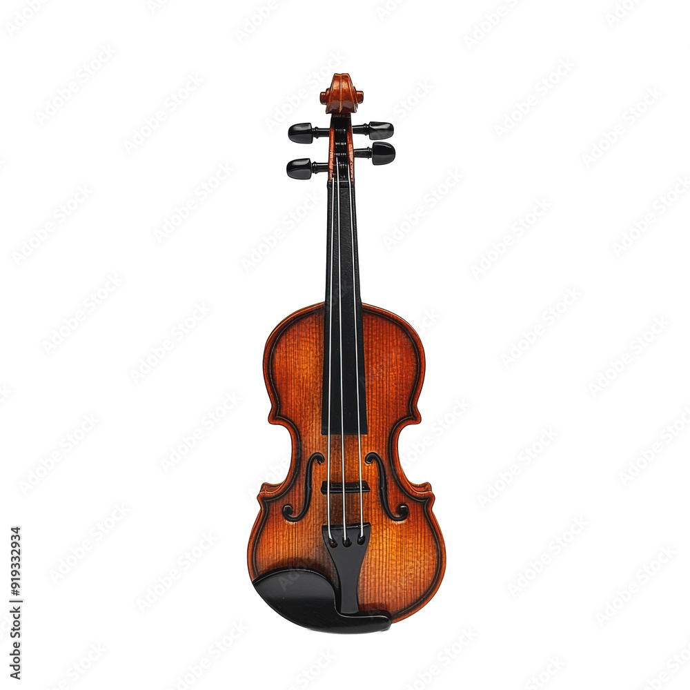 Fototapeta premium PNG Elegant wooden violin displayed on a white surface