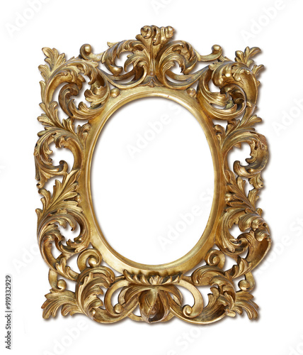 A magnificent and original Baroque oval frame, set on PNG background