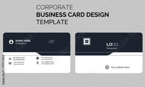 business card design template, Clean professional business card template, visiting card, business card template, dark blue business card.