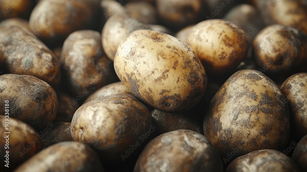 Fresh Organic Whole Potatoes, background. Farmers market, vegetables. Ai generation. Fresh Organic Whole Potatoes, background. Farmers market, vegetables. Ai generation.