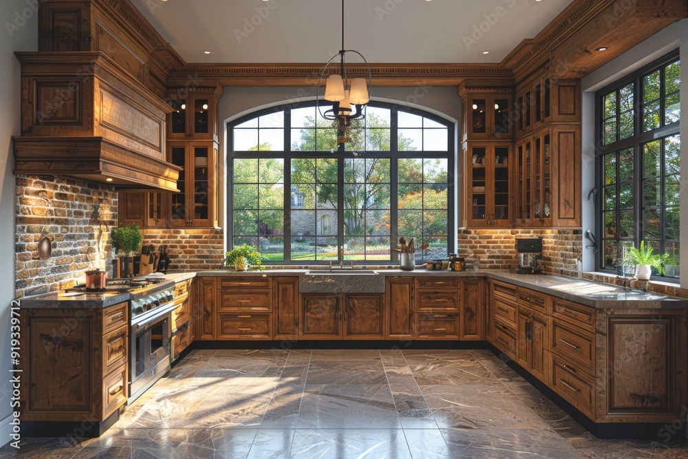 Modern Farmhouse Kitchen with Large Windows Modern Farmhouse Kitchen with Large Windows