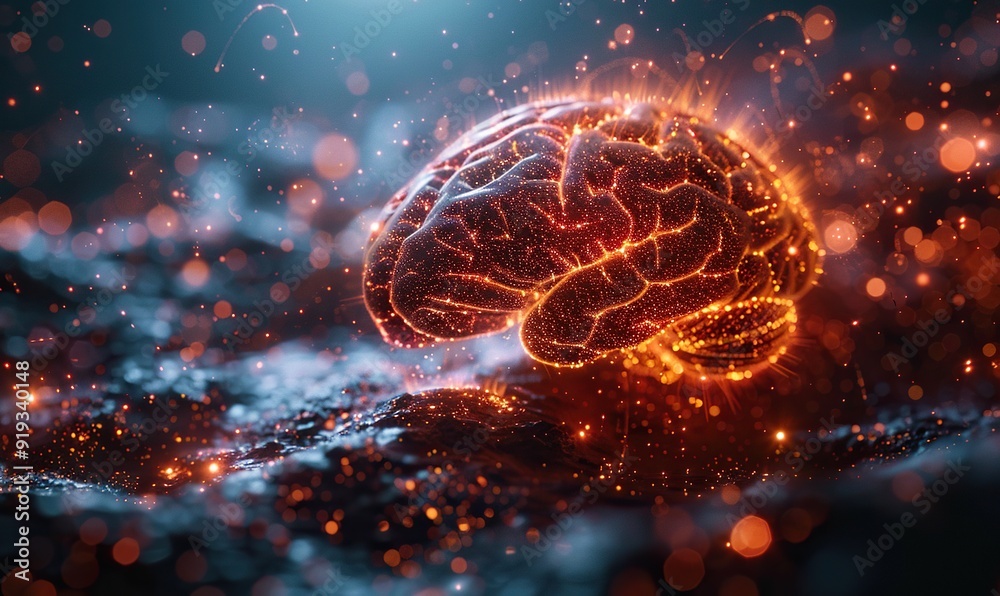 digital brain with connections. digital brain with connections.