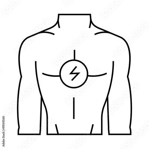 chest pain body ache line icon vector. chest pain body ache sign. isolated contour symbol black illustration
