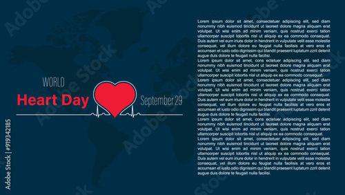 World heart day observed on september 29, vector illustration.