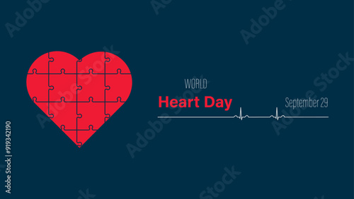 World heart day observed on september 29, vector illustration.