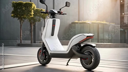Electric scooter with long-range battery and regenerative braking, sleek and aerodynamic design
