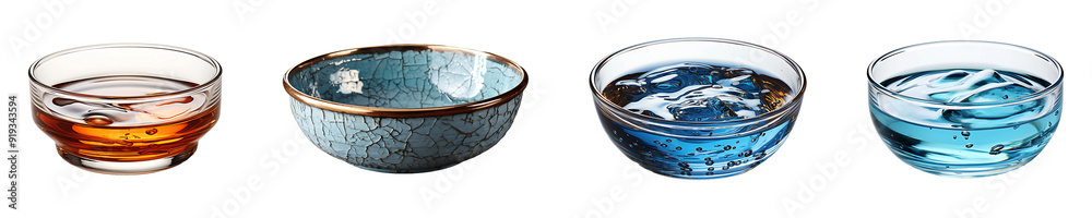 Set, collection of Water Bowl isolated on transparent background. Set, collection of Water Bowl isolated on transparent background.