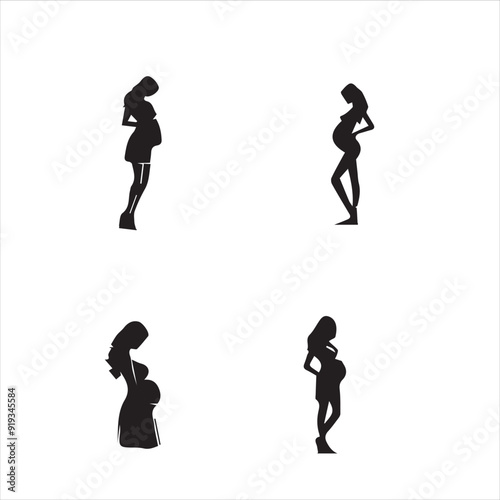silhouette of clean vector of pregnant women isolated on white background 