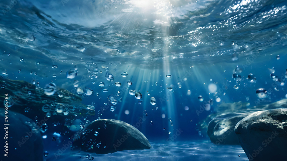 Beautiful bubbles background with light shining into the water Beautiful bubbles background with light shining into the water