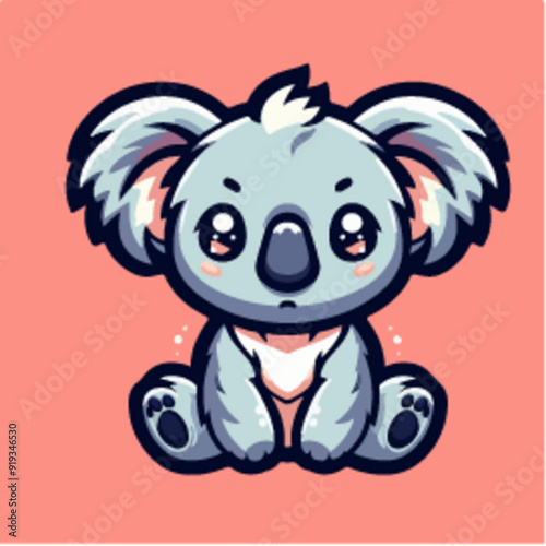 flat vector logo of a koala in the anime style, flat vector logo of a koala photo