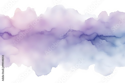 A smooth gradient from soft blue to pastel purple watercolor on white background, Ai generated