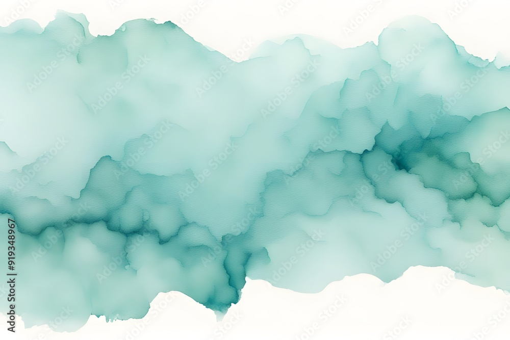 A smooth transition from soft teal to light turquoise watercolor on white background, AI generated A smooth transition from soft teal to light turquoise watercolor on white background, AI generated