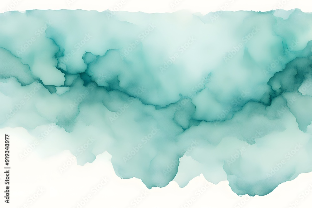 A smooth transition from soft teal to light turquoise watercolor on white background, AI generated A smooth transition from soft teal to light turquoise watercolor on white background, AI generated