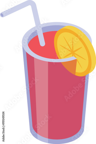 Refreshing red cocktail served in a tall glass, garnished with a lemon slice and a straw