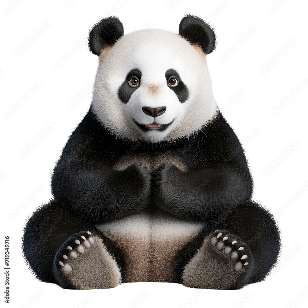 A cute panda sitting calmly, showcasing its distinctive black and white fur in a serene pose. Perfect for animal-themed projects. A cute panda sitting calmly, showcasing its distinctive black and white fur in a serene pose. Perfect for animal-themed projects.