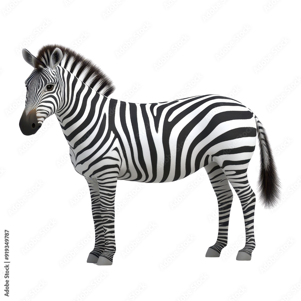 Obraz premium A detailed illustration of a zebra showcasing its iconic black and white stripes, symbolizing beauty in nature's design.