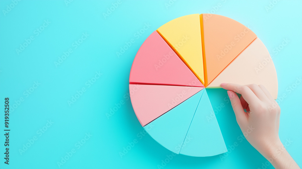 Colorful pie chart on pastel background Colorful pie chart on pastel background