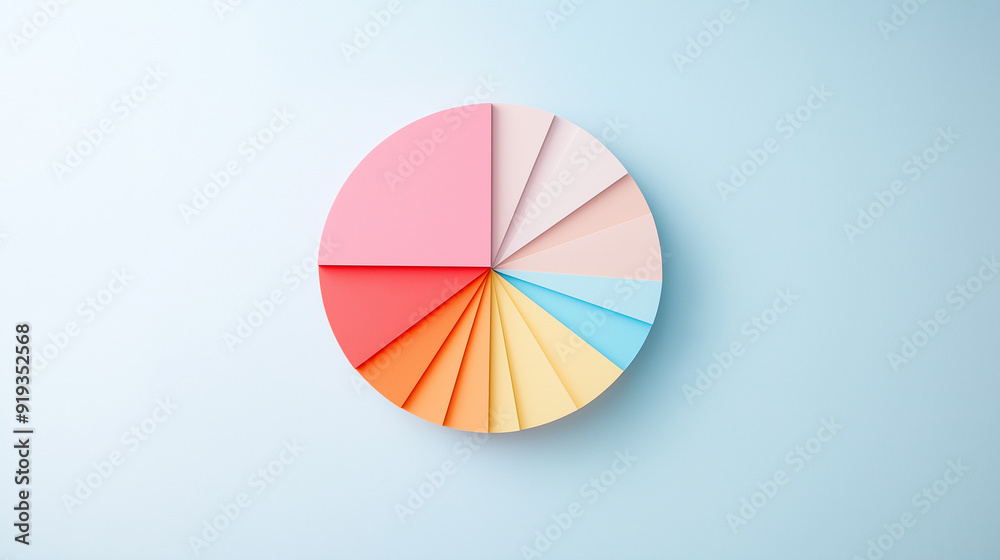 Colorful pie chart on pastel background Colorful pie chart on pastel background