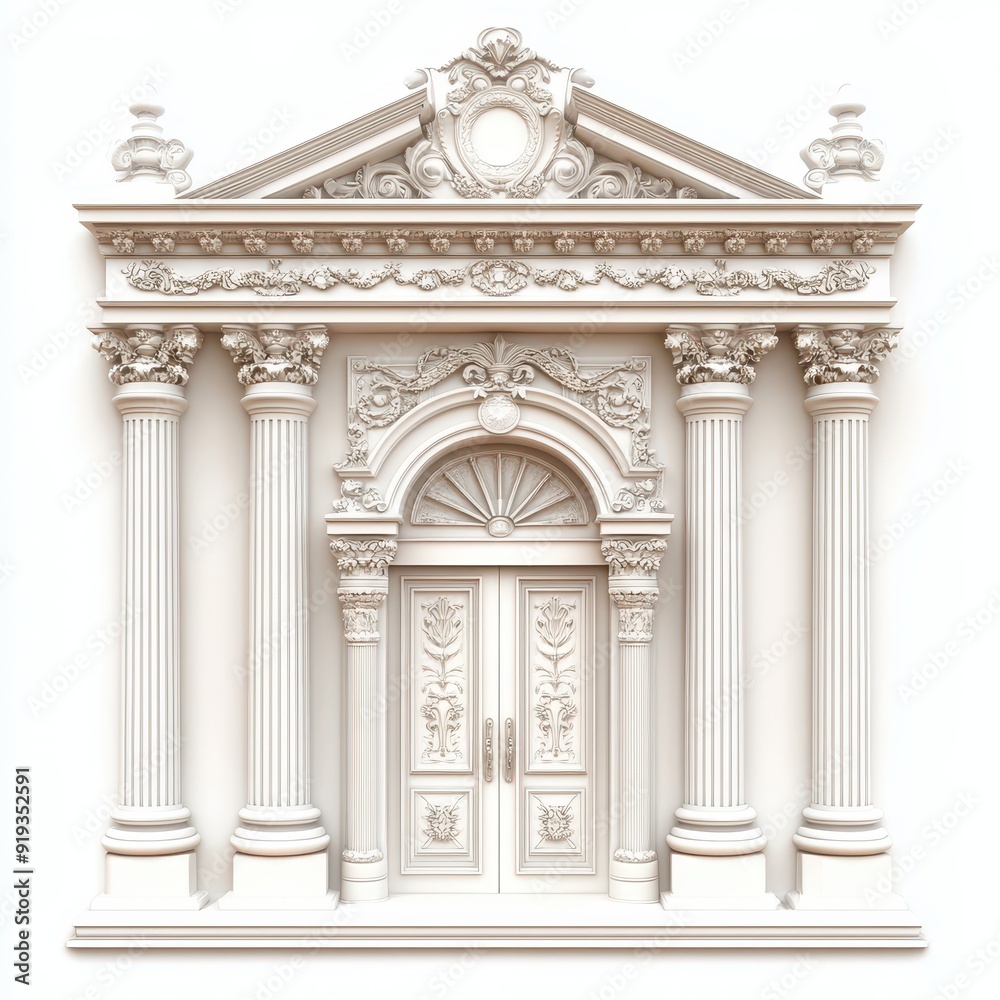 Renaissance doorway with intricate carved lintel and columns Renaissance doorway with intricate carved lintel and columns