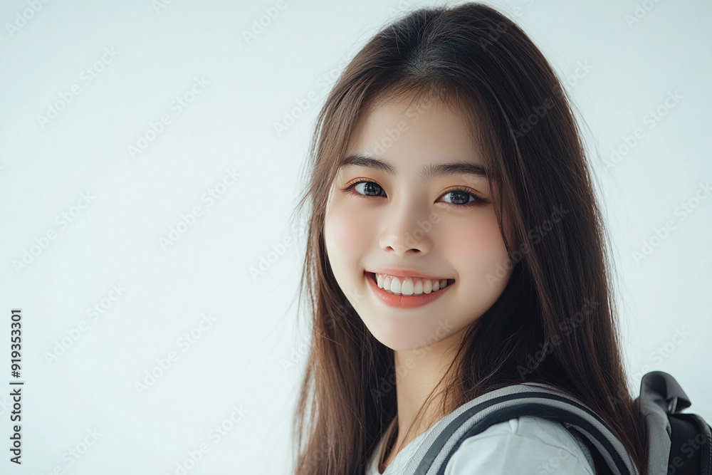 Beautiful young women with backpacks, students, college students go to school and back to school. Travelers, backpackers Beautiful young women with backpacks, students, college students go to school and back to school. Travelers, backpackers