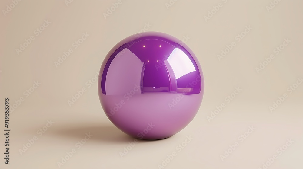 Shiny Purple Sphere on a Beige Background Shiny Purple Sphere on a Beige Background